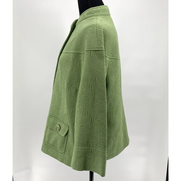 Emma James Women's Brocade Button-Front Light Green Cardigan Jacket Size 16 - Picture 8 of 11